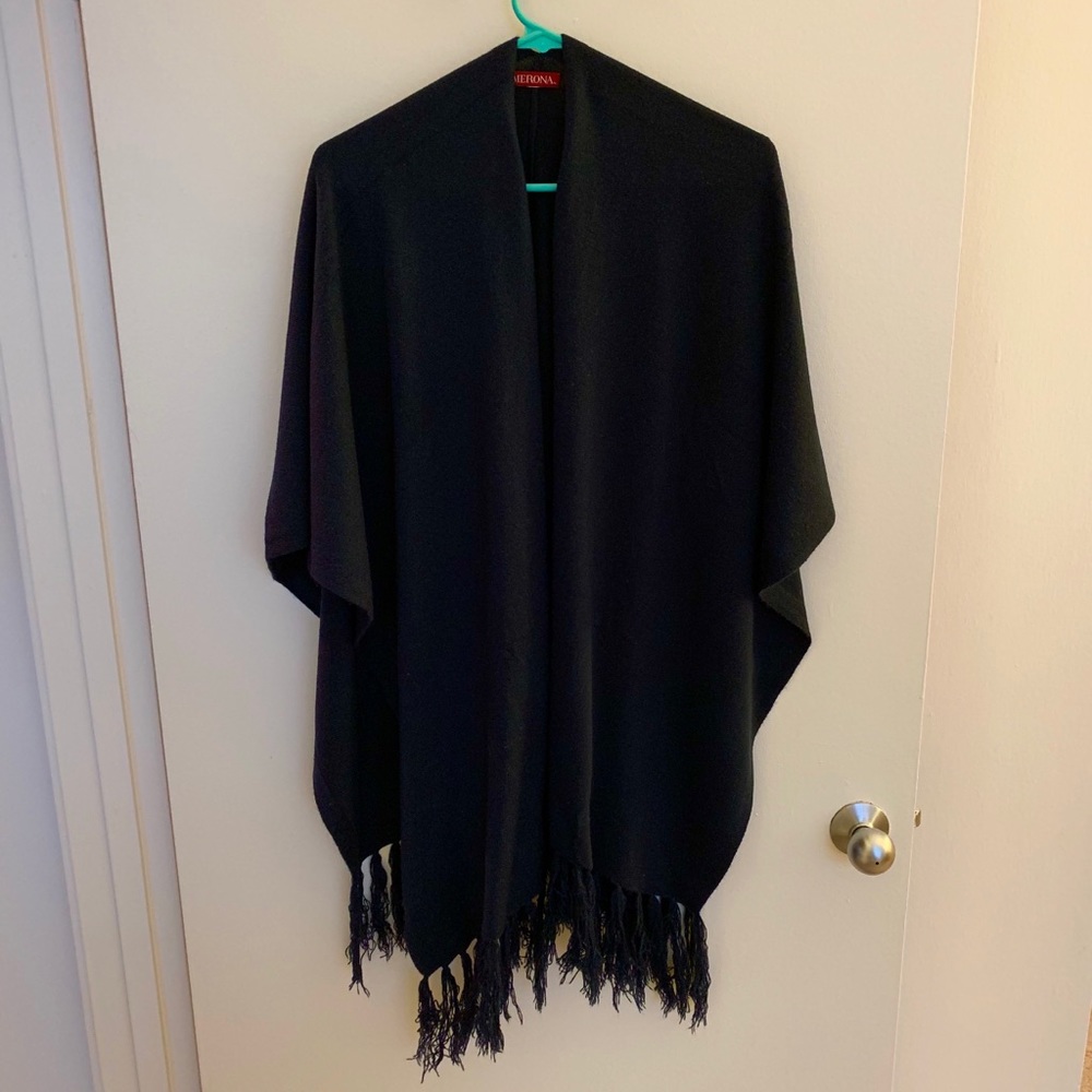 MERONA Navy Blue Fringe Poncho